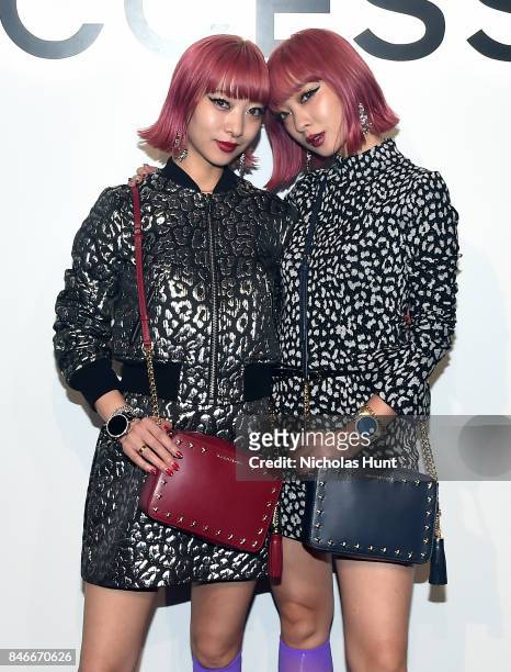 Models Aya Suzuki and Ami Suzuki attend Michael Kors and Google Celebrate new MICHAEL KORS ACCESS Smartwatches at ArtBeam on September 13, 2017 in...