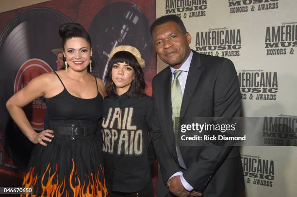 Angaleena Presley, Alynda Lee Segarra, and Robert Cray attend the 2017 Americana Music Association Honors & Awards on September 13, 2017 in...