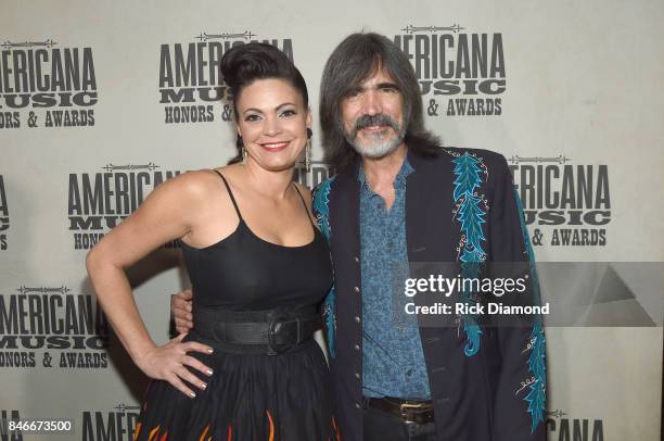 Angaleena Presley and Larry Campbell attend the 2017 Americana Music Association Honors & Awards on September 13, 2017 in Nashville, Tennessee.