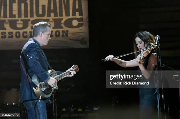 Jason Isbell and Amanda Shires perform onstage during the 2017 Americana Music Association Honors & Awards on September 13, 2017 in Nashville,...