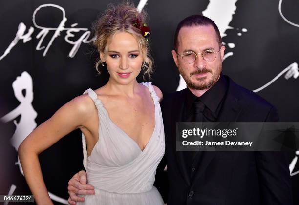 Jennifer Lawrence and Darren Aronofsky attend "mother!" New York premiere at Radio City Music Hall on September 13, 2017 in New York City.