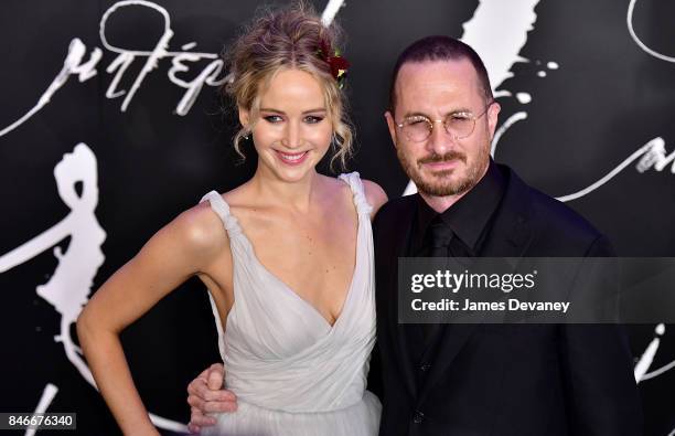 Jennifer Lawrence and Darren Aronofsky attend "mother!" New York premiere at Radio City Music Hall on September 13, 2017 in New York City.