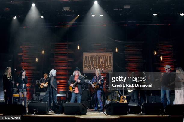 Musical artists perform onstage for the finale during the 2017 Americana Music Association Honors & Awards on September 13, 2017 in Nashville,...