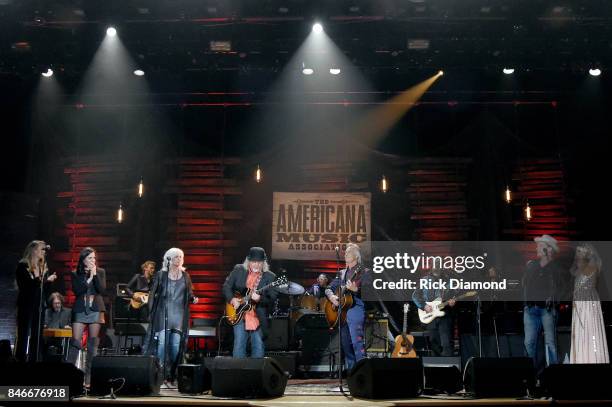 Musical artists perform onstage for the finale during the 2017 Americana Music Association Honors & Awards on September 13, 2017 in Nashville,...