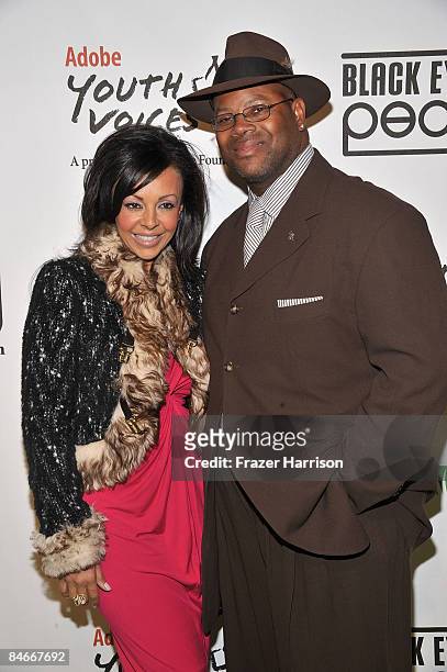 Producer Jimmy Jam and his wife Lisa Padilla arrive at the 5th Annual Peapod Foundation Benefit Concert held at the Conga Club at LA Live on February...