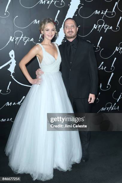 Jennifer Lawrence and Darren Aronofsky attend The New York premiere of "mother!" at Radio City Music Hall on September 13, 2017 in New York City.