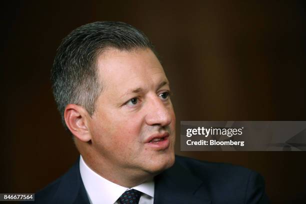 Boris Collardi, chief executive officer of Julius Baer Group Ltd., speaks during a Bloomberg Television interview at the Milken Institute Asia Summit...