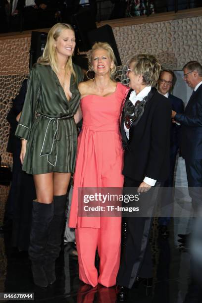 Toni Garrn, Barbara Schoeneberger and Gloria von Thurn und Taxis attend the Deutscher Radiopreis at Elbphilharmonie on September 7, 2017 in Hamburg,...