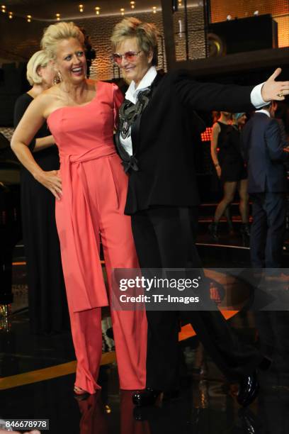 Barbara Schoeneberger and Gloria von Thurn und Taxis attend the Deutscher Radiopreis at Elbphilharmonie on September 7, 2017 in Hamburg, Germany. "n