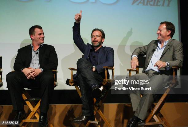 Writers : Jonathan Nolan, Tom McCarthy and Simon Beaufoy attend "Beyond Words" a panel discussion with Oscar nominated screenwriters at the Writers...