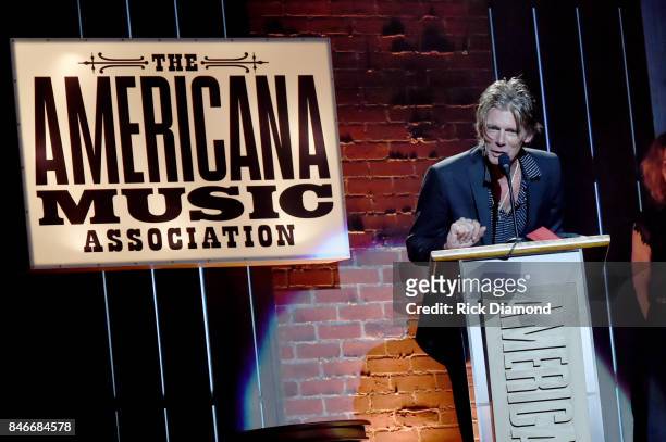 Charlie Sexton speaks onstage during the 2017 Americana Music Association Honors & Awards on September 13, 2017 in Nashville, Tennessee.