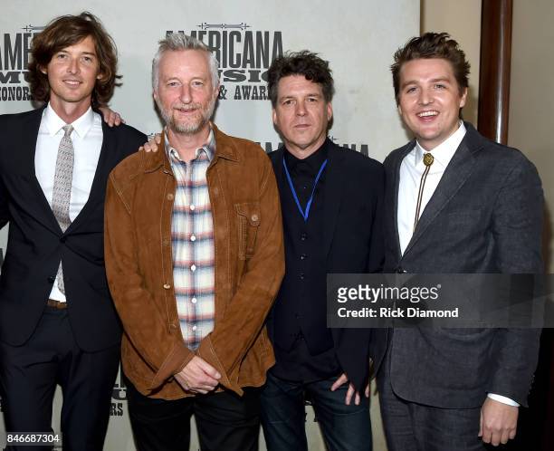 Joey Ryan, Billy Bragg, Joe Henry, and Kenneth Pattengale attend the 2017 Americana Music Association Honors & Awards on September 13, 2017 in...