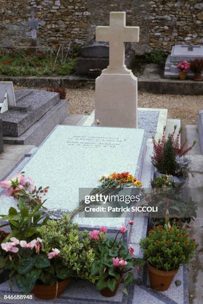 La tombe de Romy Schneider et de son fils David le 27 novembre 1982 a Boissy-Sans-Avoir, France.