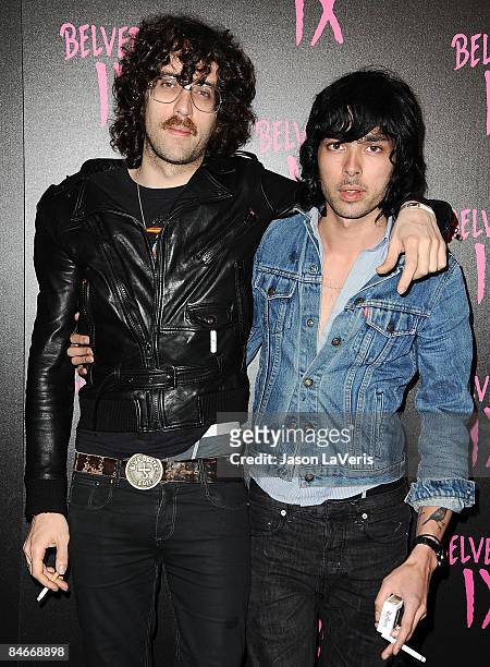 Gaspard Auge and Xavier de Rosnay of Justice attend the Belvedere IX launch party at MyHouse on February 5, 2009 in Hollywood, California.
