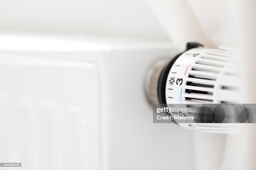 Radiator Thermostat at white wall