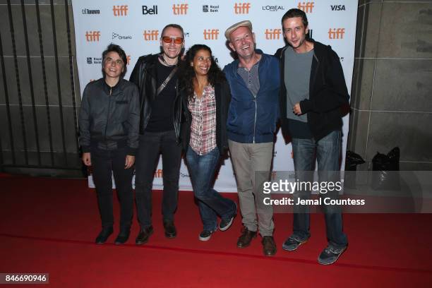 Eve Commenge, Herve Sogne, Helene Cattet, Francois Cognard, and Bruno Forzani attend the "Let the Corpses Tan" premiere during the 2017 Toronto...