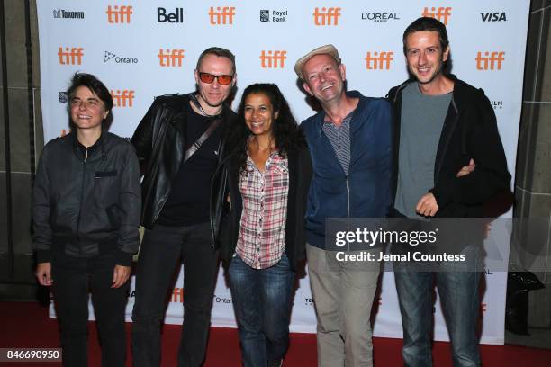 Eve Commenge, Herve Sogne, Helene Cattet, Francois Cognard, and Bruno Forzani attend the "Let the Corpses Tan" premiere during the 2017 Toronto...