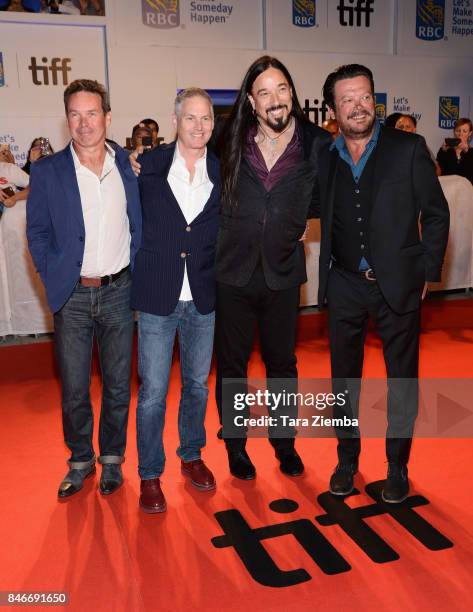 Paul Langlois, Johnny Fay, Gord Sinclair, and Rob Baker of The Tragically Hip attend the 'Long Time Running' premiere during the 2017 Toronto...