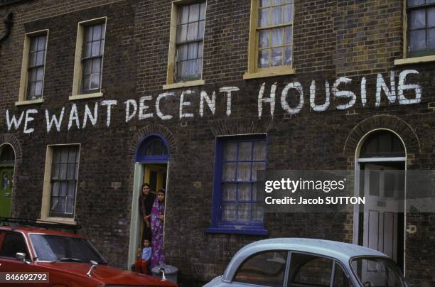 Economic crisis in England in the eighties; decent housing claim in East London on February 24, 1983 in London, United Kingdom.