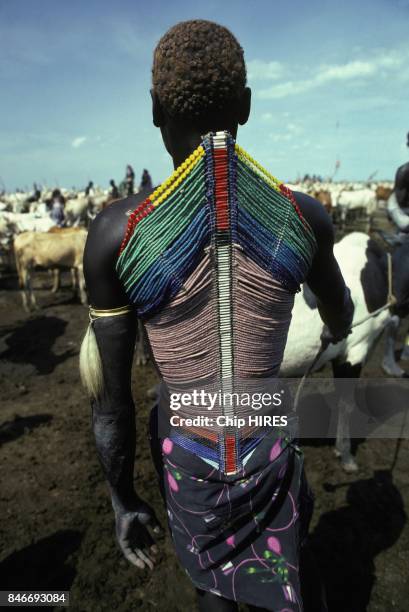 Dinka people of Southern Sudan during construction of the Jonglei canal on February 24, 1983 in Sudan.