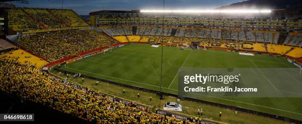General view of Monumental Staidum prior to a match between Barcelona SC and Santos as part of quarter finals of Copa CONMEBOL Libertadores...