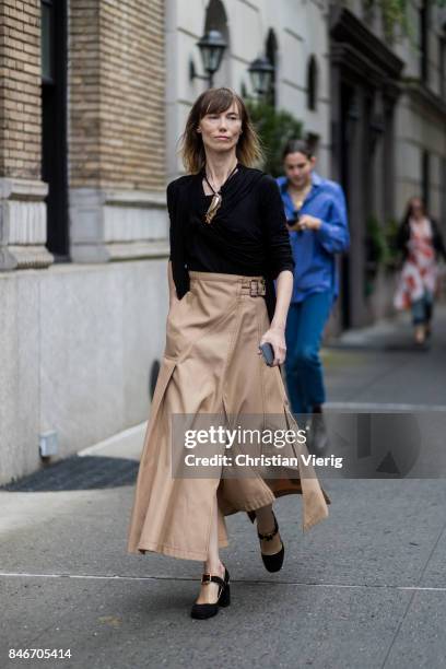 Anya Ziourova seen in the streets of Manhattan outside Marc Jacobs during New York Fashion Week on September 13, 2017 in New York City.