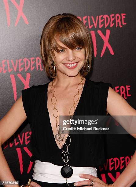 Actress Mena Suvari attends the Belvedere IX Launch Party featuring Justice at My House on February 5, 2009 in Hollywood, California.