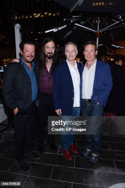 Paul Langlois, Rob Baker, Johnny Fay and Gord Sinclair of The Tragically Hip attend King Taps and Crown Royal celebrate "Long Time Running" on...