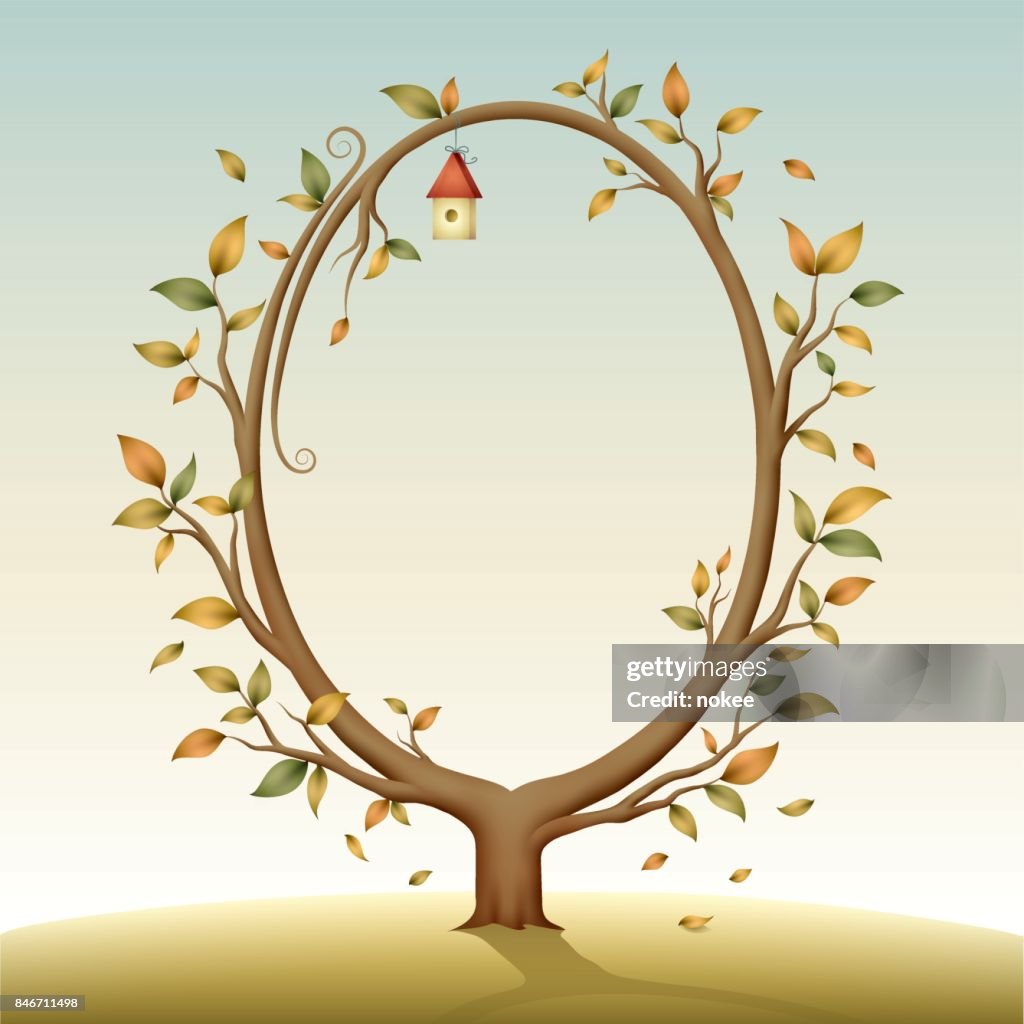 Autumn Tree Shape Autumn Tree Circle Shape Frame High-Res Vector Graphic - Getty Images