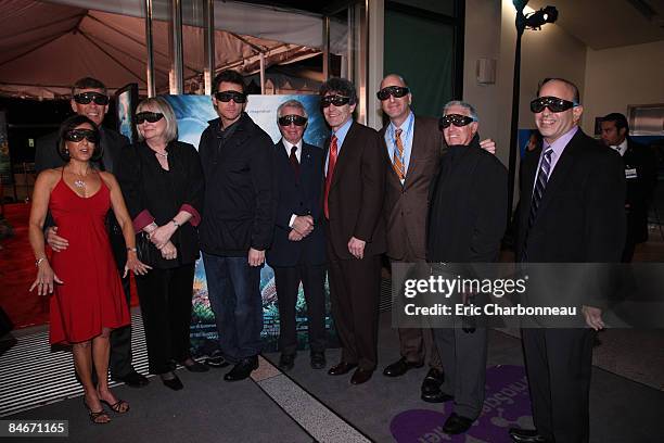 Producer Michele Hall, Director Howard Hall, Producer Toni Myers, Jim Carrey, Exec. Producer Graeme Ferguson, Warner's Alan Horn, IMAX' Greg Foster,...