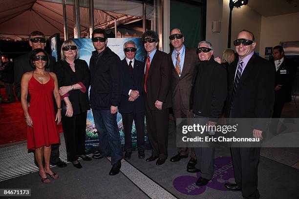 Producer Michele Hall, Director Howard Hall, Producer Toni Myers, Jim Carrey, Exec. Producer Graeme Ferguson, Warner's Alan Horn, IMAX' Greg Foster,...