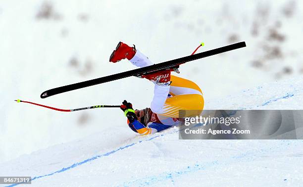 Edith Miklos of Romania during the Alpine FIS Ski World Championships the downhill segment of the Women's Super Combined held on the Face de Solaise...