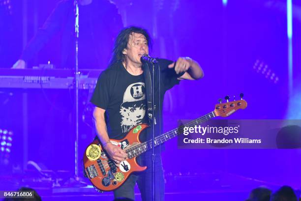 Musician Robby Takac of the Goo Goo Dolls performs at The Greek Theatre on September 13, 2017 in Los Angeles, California.