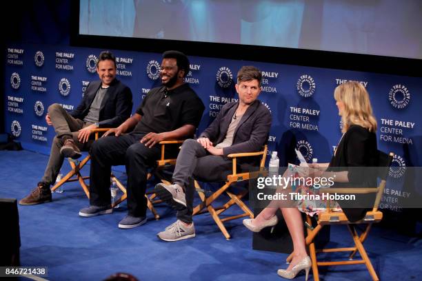 Tom Gormican, Craig Robinson, Adam Scott and Laura Prudom attend The Paley Center for Media's 11th annual PaleyFest Fall TV previews for FOX at The...