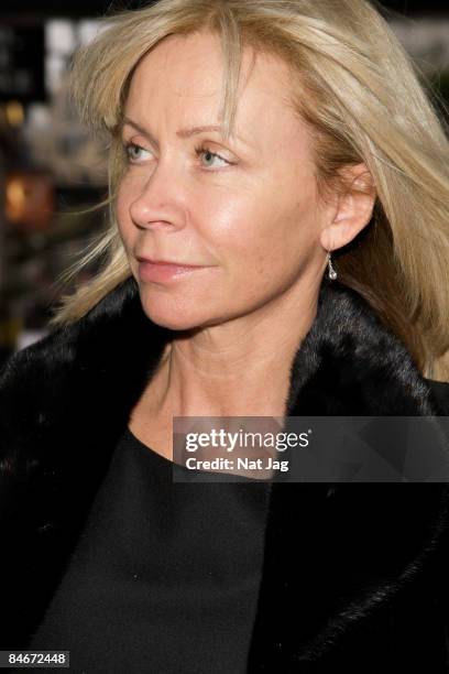 Actress Leslie Ash arrives to attend a Memorial Service for the late Geoff Perkins, comedy writer and producer, at Her Majesty's Theatre on February...