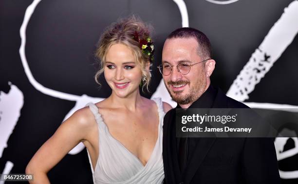 Jennifer Lawrence and Darren Aronofsky attend "mother!" New York premiere at Radio City Music Hall on September 13, 2017 in New York City.