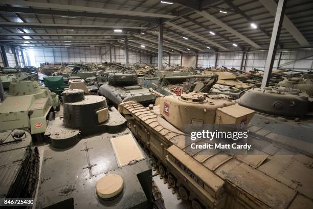 Tanks stored at the Vehicle Conservation Centre at the Bovington Tank Museum are displayed ahead of this weekend's Tiger Day, which will feature a...