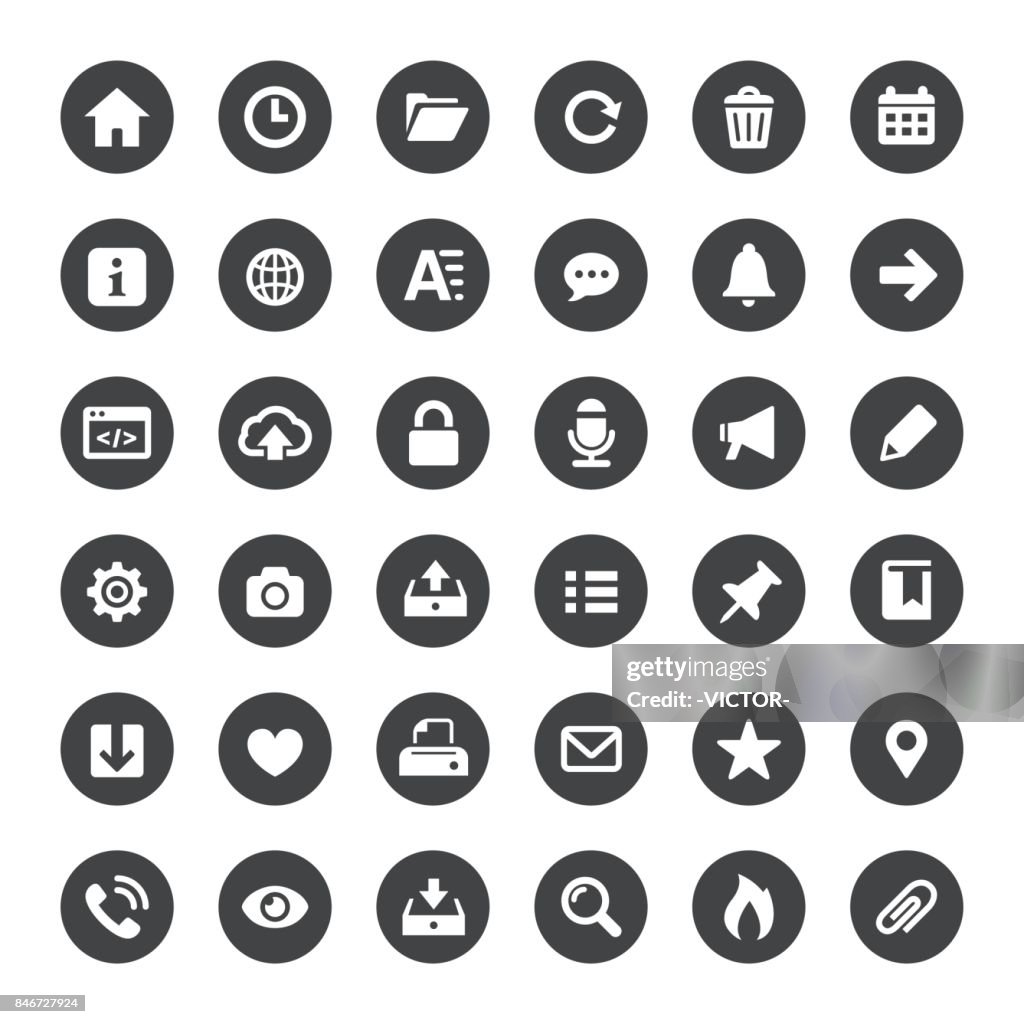 Interfaz y los iconos de Vector de los medios de comunicación