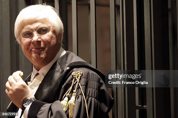 Luciano Ghirga, the lawyer of US student from Seattle, Washington, Amanda Knox, waits for the start of the trial at the Perugia courthouse on...