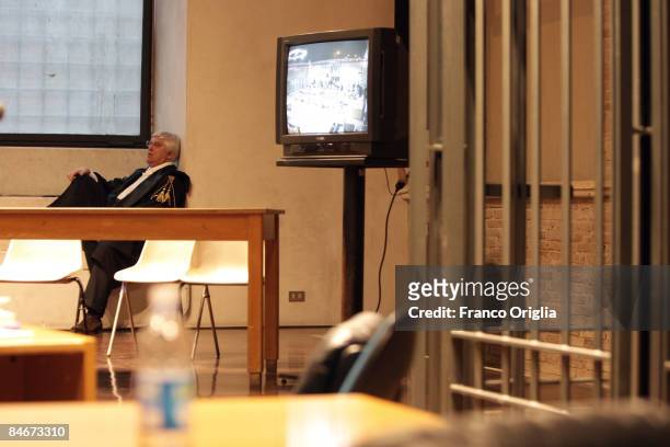 Luciano Ghirga, the lawyer of Amanda Knox, sits in the court room during the trial for the murder of British student Meredith Kercher at the Perugia...
