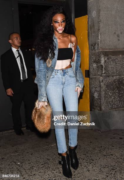 Winnie Harlow is seen outside the Marc Jacobs show during New York Fashion Week: Women's S/S 2018 on September 13, 2017 in New York City.