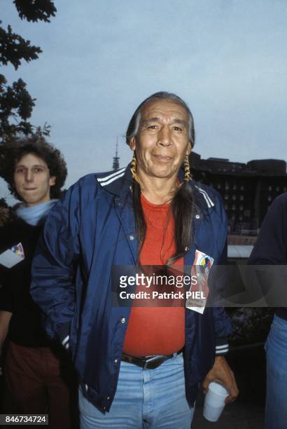 Dakota Sioux musician, activist and actor, Floyd Westerman at an "Artists for Peace" concert in Hamburg, Germany, 4th September 1983. Floyd Westerman...