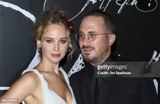 Actress Jennifer Lawrence and director Darren Aronofsky attend the "mother!" New York premiere at Radio City Music Hall on September 13, 2017 in New...