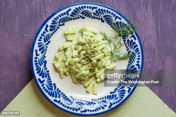 Jicama Apple Chayote Salad With Pepita-Avocado Dressing.