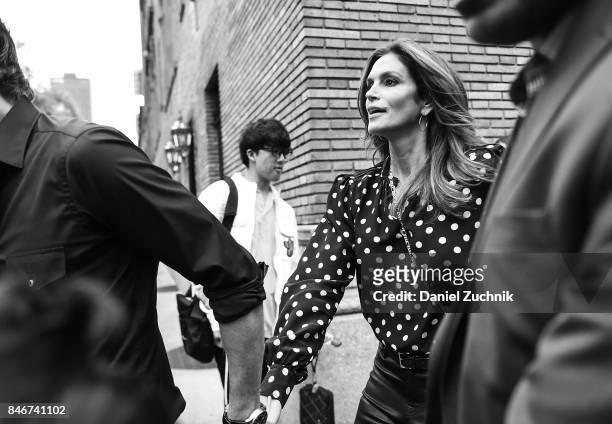 Cindy Crawford is seen outside the Marc Jacobs show during New York Fashion Week: Women's S/S 2018 on September 13, 2017 in New York City.