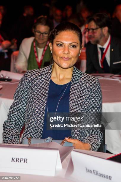 Princess Victoria of Sweden attends the 2017 Stockholm Security Conference at Artipelag on September 14, 2017 in Stockholm, Sweden.