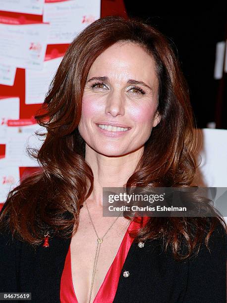 Actress Andie MacDowell attends the 2nd annual Go Red For Women's nationwide casting call event at Grand Central Terminal on February 6, 2009 in New...