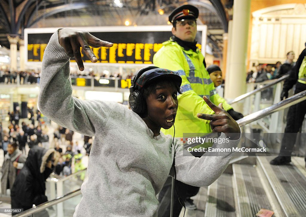 Flashmob Dancers Congregate At London Liverpool Street Station