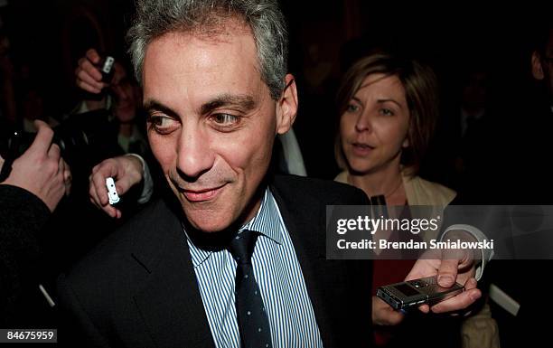 Rahm Emanuel, US President Barack Obama's chief of staff, arrives for a meeting with Senate Democrats on Capitol Hill February 6, 2009 in Washington,...