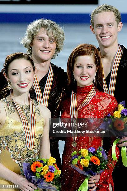 Meryl Davis and Charlie White of the United States and Emily Samuelson and Evan Bates of the United rpose for photographers after the Dance Free...